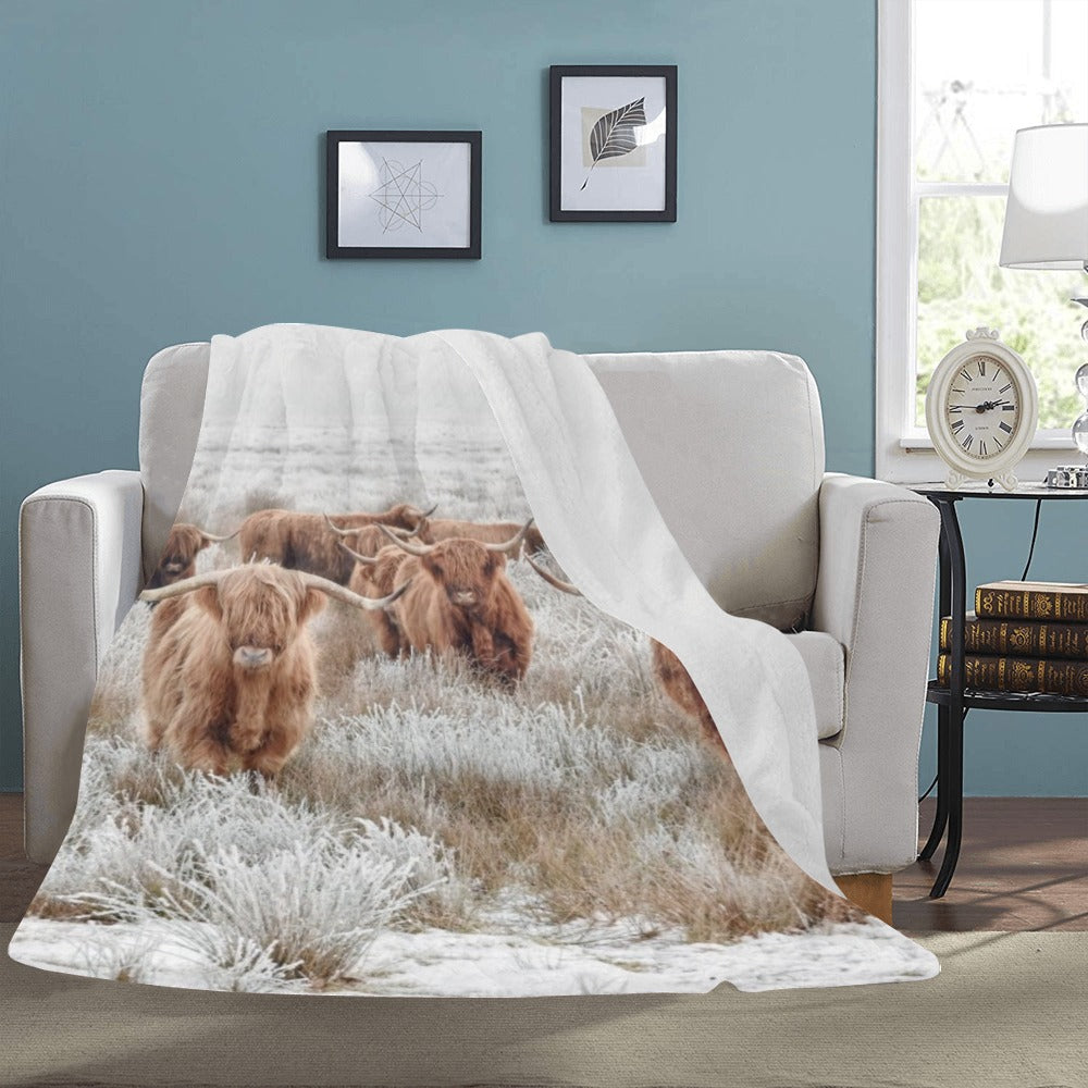 Baha Ranch Highland Cow Throw Blanket Ultra-Soft Micro Fleece Blanket 60" x 80" Made in America