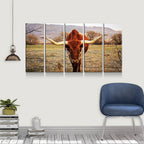 Texas Longhorn Canvas Wall Art, Ranch Art, XL Wall Art, Ranch Style Home Decor, 3 Piece Wall Art, 5 Piece Wall Art, Extra Large Wall art