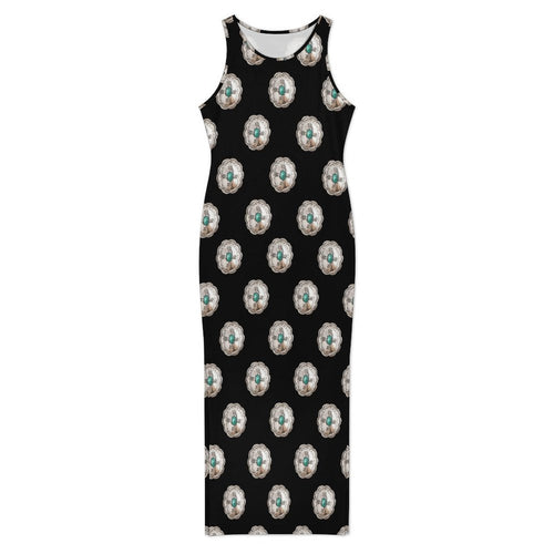 Baha Ranch Silver Concho Slit Maxi Dress