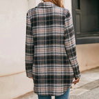 Women's Loose Casual Lapel Plaid Shirt Jacket
