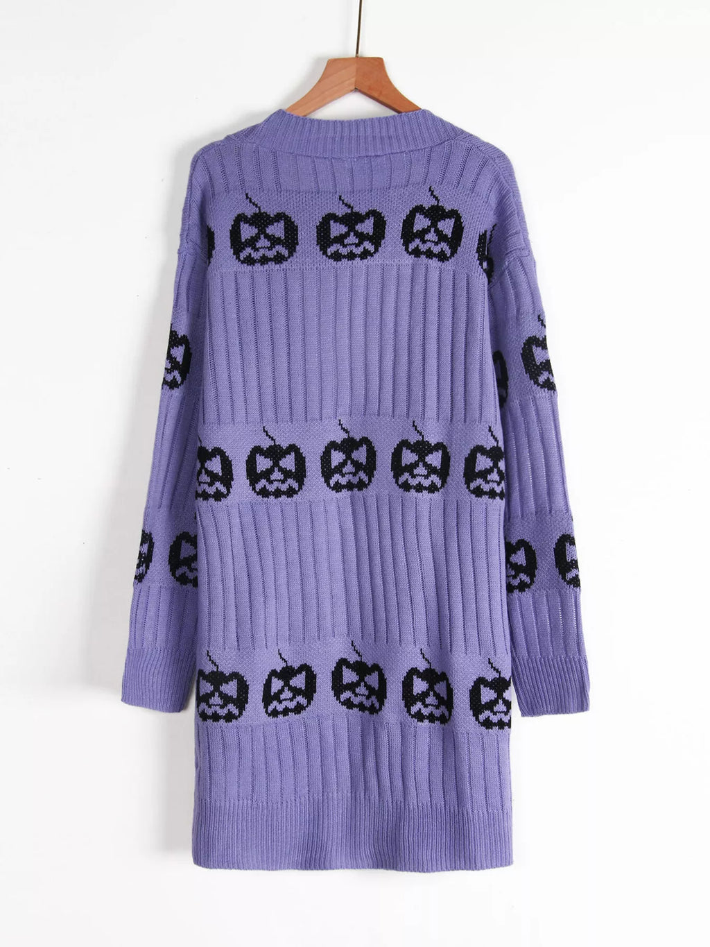 Halloween Pumpkin Open Front Knit Cardigan