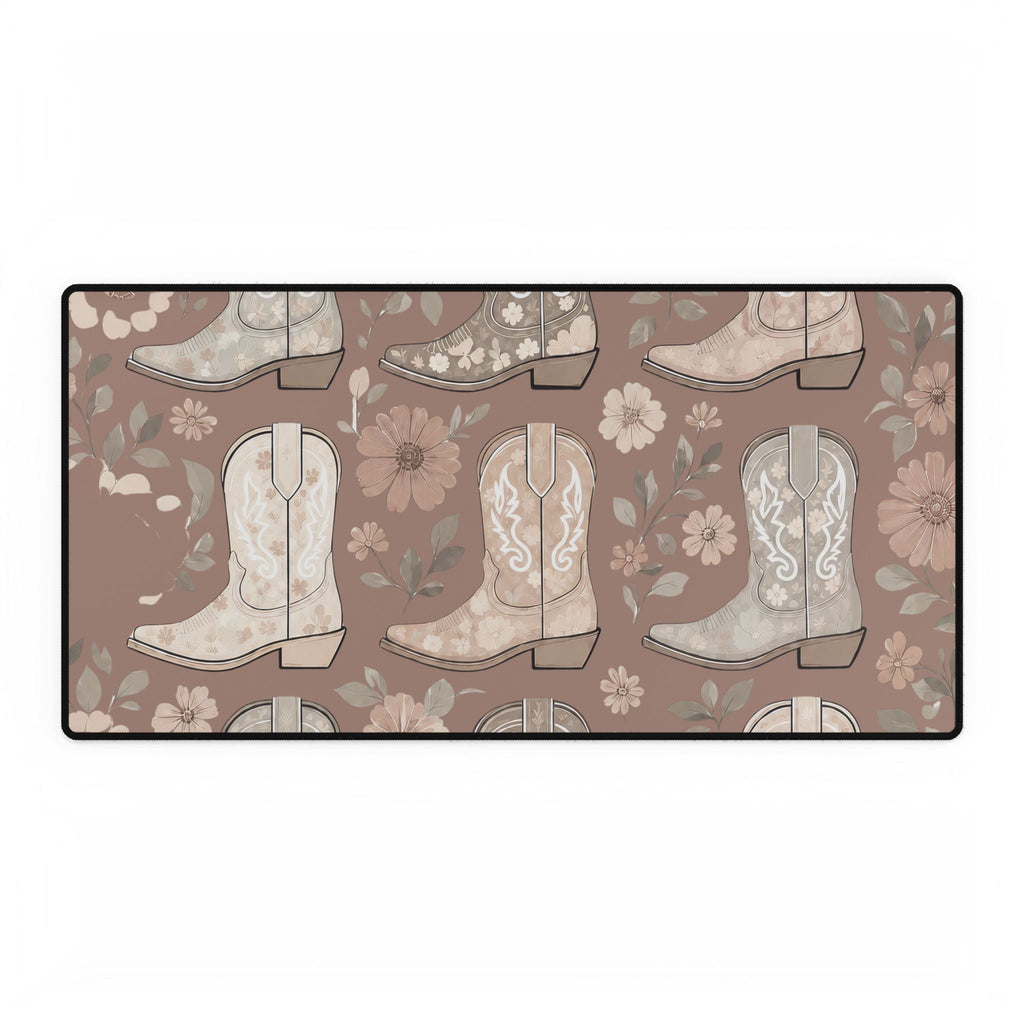 Cowgirl Boot Desk Mat | Western Floral Boho Mouse Pad for Country-Chic Workspaces