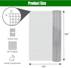 Hardware cloth 1/4 inch 48 inch x 100 foot 23 gauge, hot-dip galvanized welded metal wire fence roll