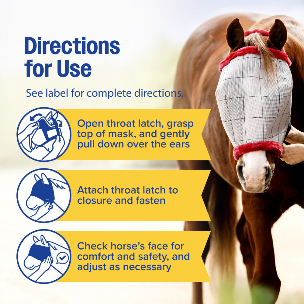 Farnam SuperMask II Horse Fly Mask No Ears Double-Latch Secure Mesh Eye Protection