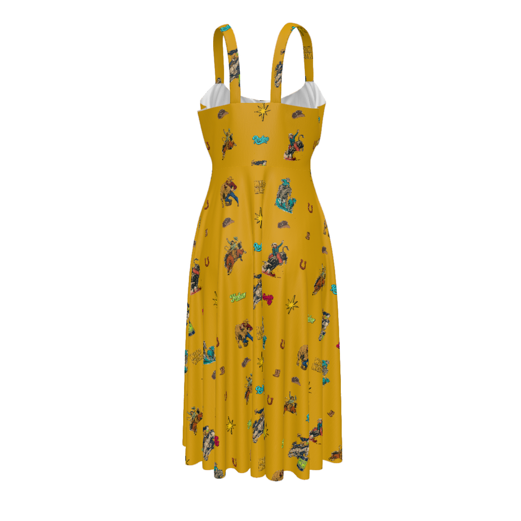Baha Ranch The Last Roundup Western Rodeo Prairie Dress in Mustard