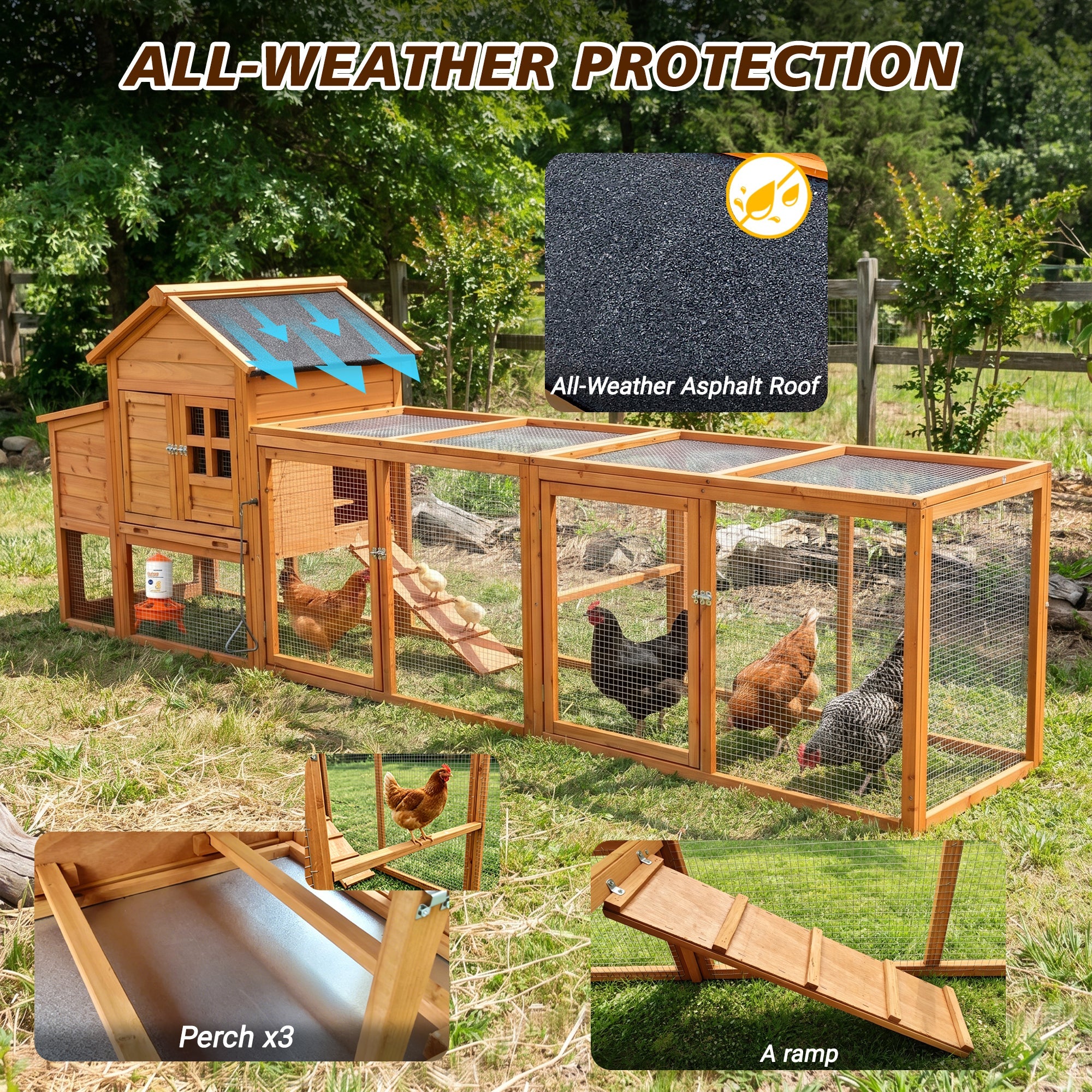 Large Chicken Coop with Run and Nest Box