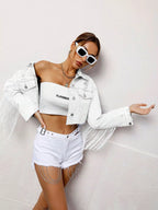 Fringed Cropped Denim Jacket