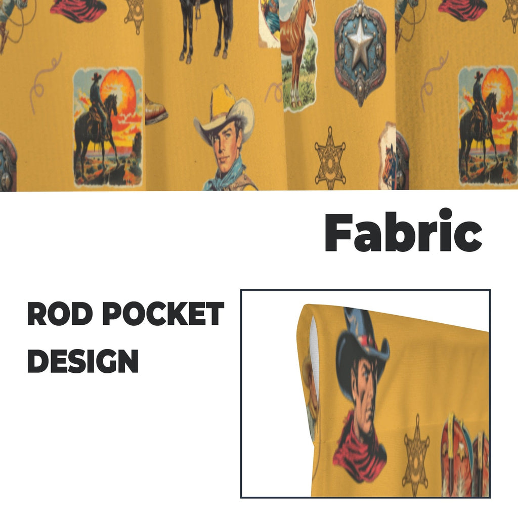 Baha Ranch Vintage Cowboy Collage Western Curtains 28" x 40" Made in America