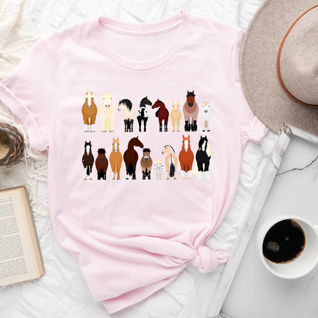 Horse Lovers Farm Animal Illustration Breeds Collection Artwork For Horse Lovers Fans Graphic Tee