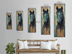 Rustic Blue Horse Painting Canvas Print Farmhouse Wall Art Vintage Horse Art Moody Art Living Room Art Southwest Wall Art