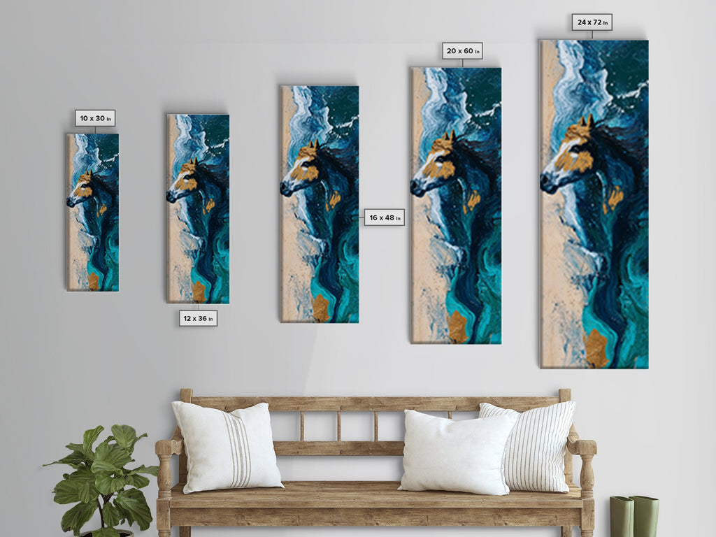 Horse by the Ocean Horse Wall Art Framed Canvas Print Coastal Landscape Art Nautical Decor Rustic Wall Art Moody Art
