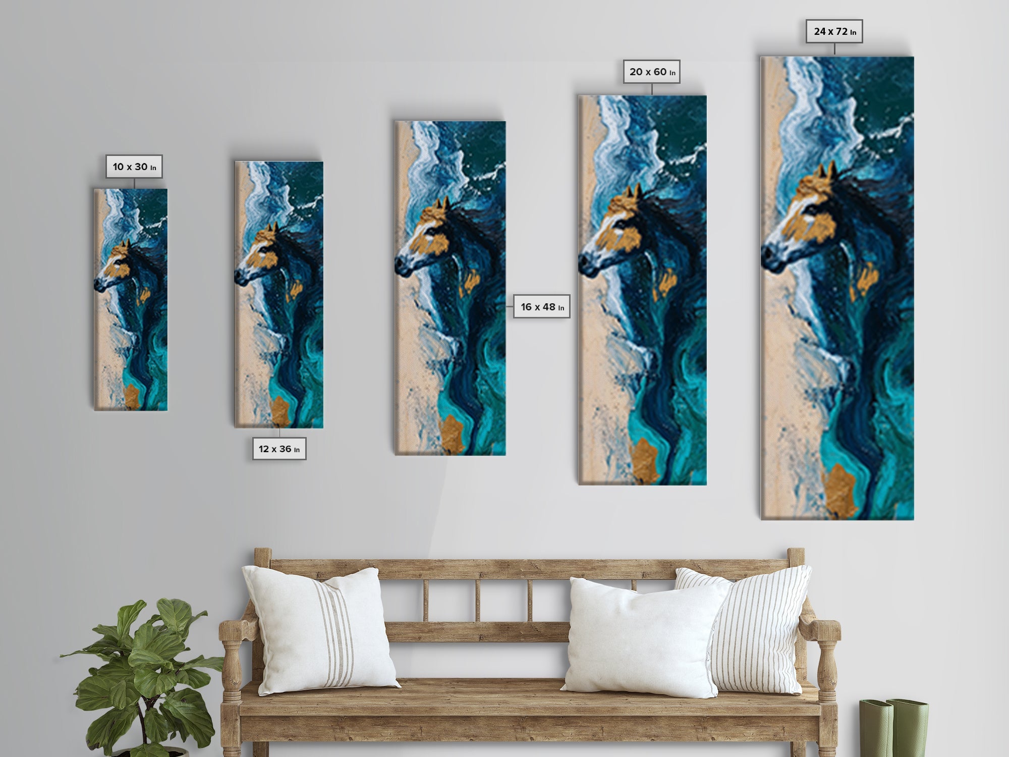 Horse by the Ocean Horse Wall Art Framed Canvas Print Coastal Landscape Art Nautical Decor Rustic Wall Art Moody Art
