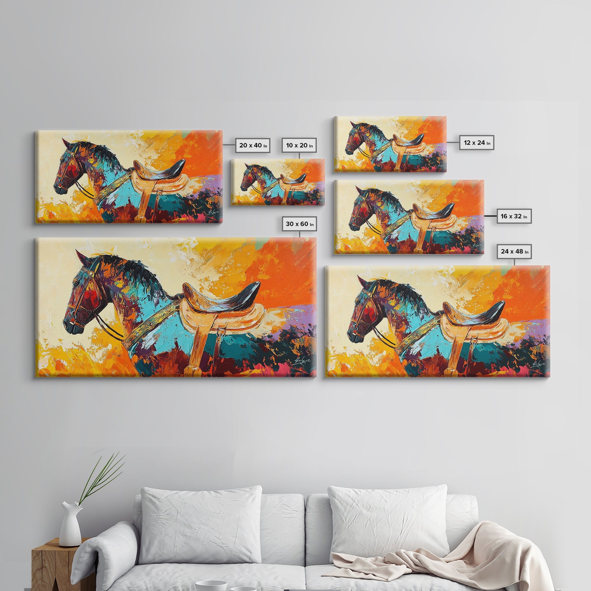 Abstract Horse Painting, vintage horse art, bold color wall art, textured painting, rustic decor, wabi sabi art, canvas print