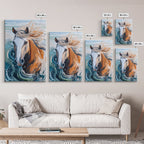 Wild Horse Painting, Coastal Horse Art, Nautical Wall Art, Rustic Wall Art, Boho Art, Canvas Print, Farmhouse Art, Gift Idea