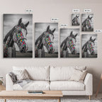 Painted Horse, Mosaic Wall Art, Blotter Art, Horse Wall Art, Boho Art, Colorful Western Art, Canvas Print, Gift Idea