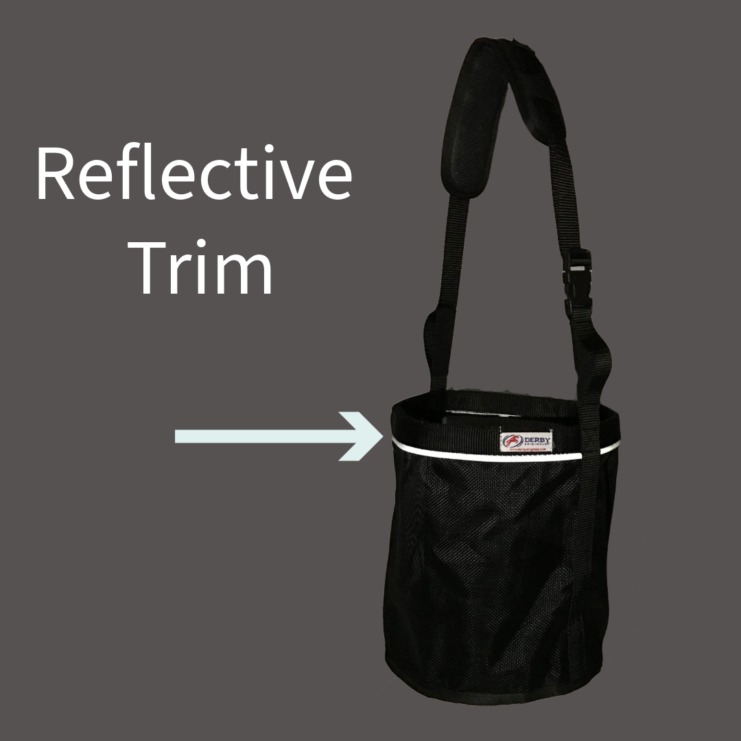 Derby Originals Heavy Duty PVC Mesh Reflective Feed Bag With Extra Comfort Noseband Padding No Spill Flap Design