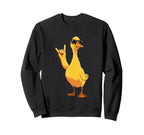 Yellow Duck Rock Hand Sign Punk Sweatshirt - Streetwear Style for Adults