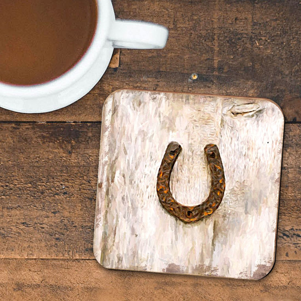 Horseshoe Art Wooden Cork Coasters Gift Set of 4 by Nature Wonders - Nature Wildlife Decor  - 8198622C-S4