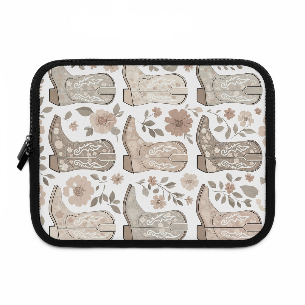 Neutral Cowboy Boot Laptop Sleeve | Tan Western Floral Tech Cover