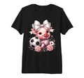 Pig White Coquette Bow Soccer Pig T-Shirt - Minimalist Print for Adults