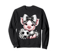 Pig Black White Soccer Coquette Bow Sweatshirt - Novelty Apparel Unisex