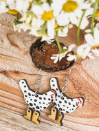 Adorable Wood Chicken Earrings