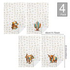 Baha Ranch Set of 4 Minimalistic Western Highland Cow Cattle Brands Kitchen Towels Made in America