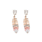 Women Feather Pendant Dangle Stud Earrings,Palace Style Heavy Craft Inlaid Rhinestone Enamel Earrings,Light Luxury Versatile Elegant Daily Fashion Jewelry