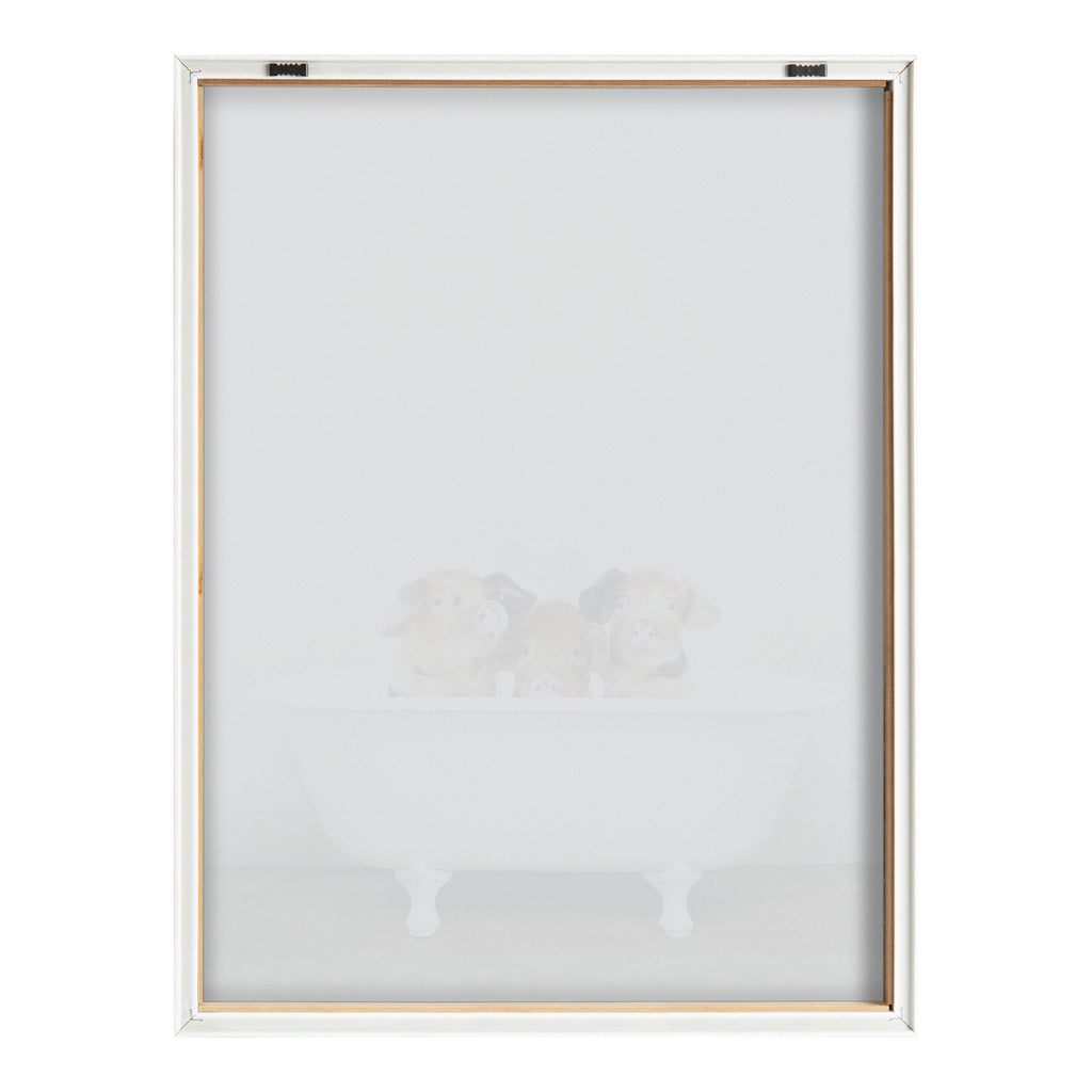 Blake Three Little Pigs in Vintage Bathtub Framed Printed Glass by Amy Peterson Art Studio
