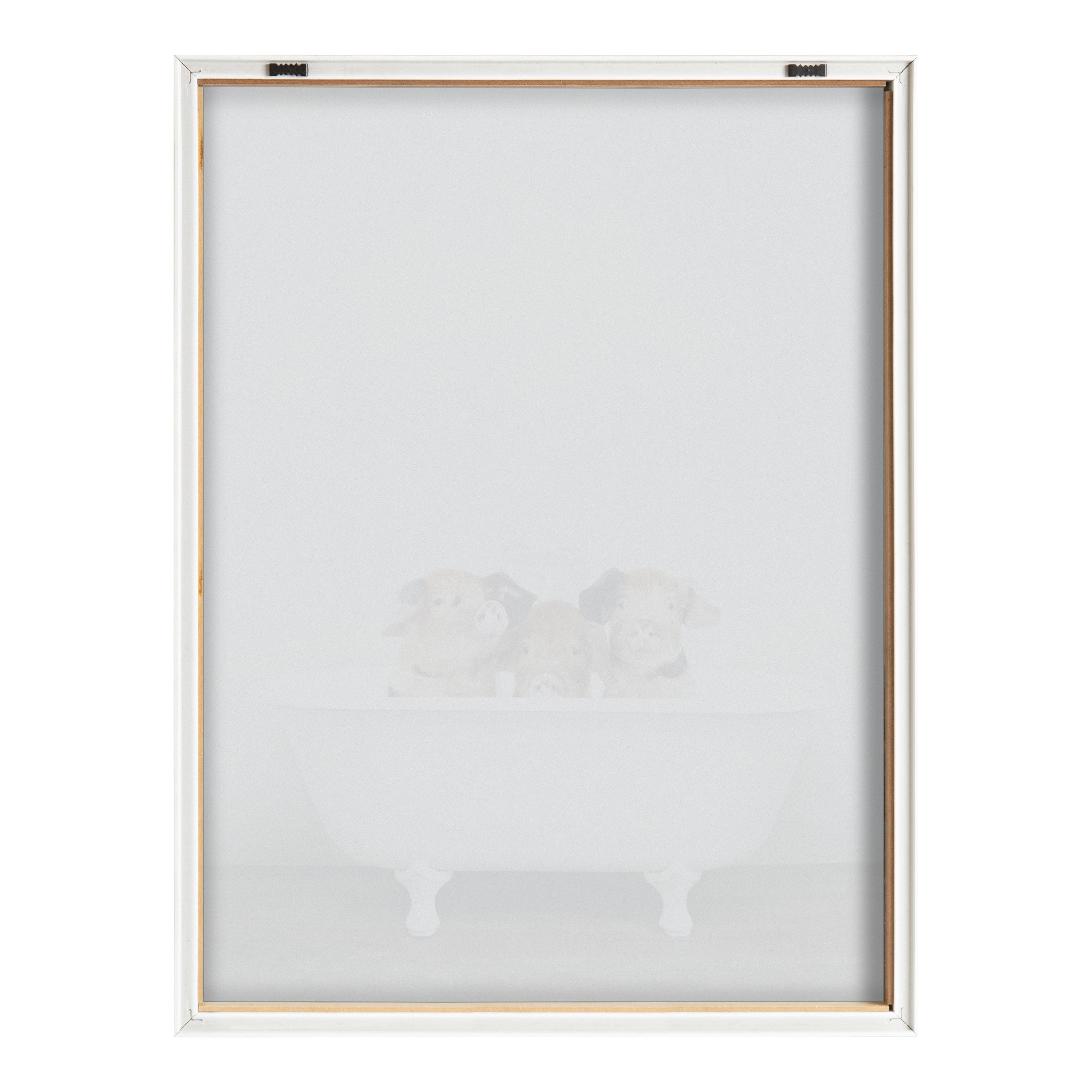 Blake Three Little Pigs in Vintage Bathtub Framed Printed Glass by Amy Peterson Art Studio
