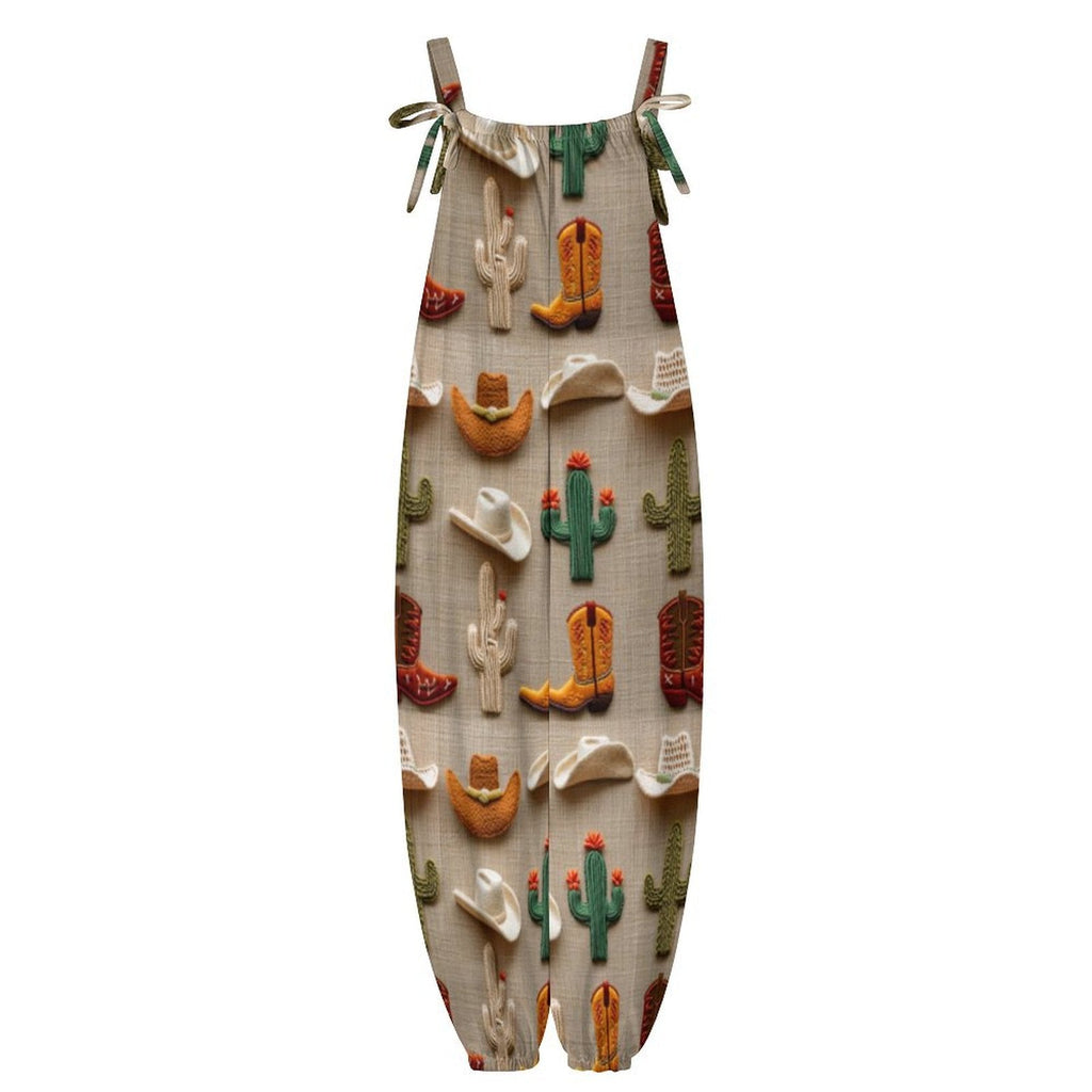 Baha Ranch Cactus Boots Hat Western Overalls Jumpsuit