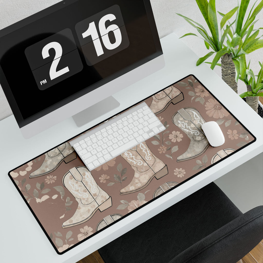 Cowgirl Boot Desk Mat | Western Floral Boho Mouse Pad for Country-Chic Workspaces