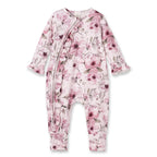 Watercolor Floral Zipper Bamboo Romper - Convertible Cuffs