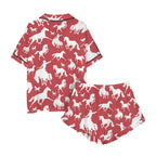 Baha Ranch Red Bronc Satin Ruffle Western Pajama Set