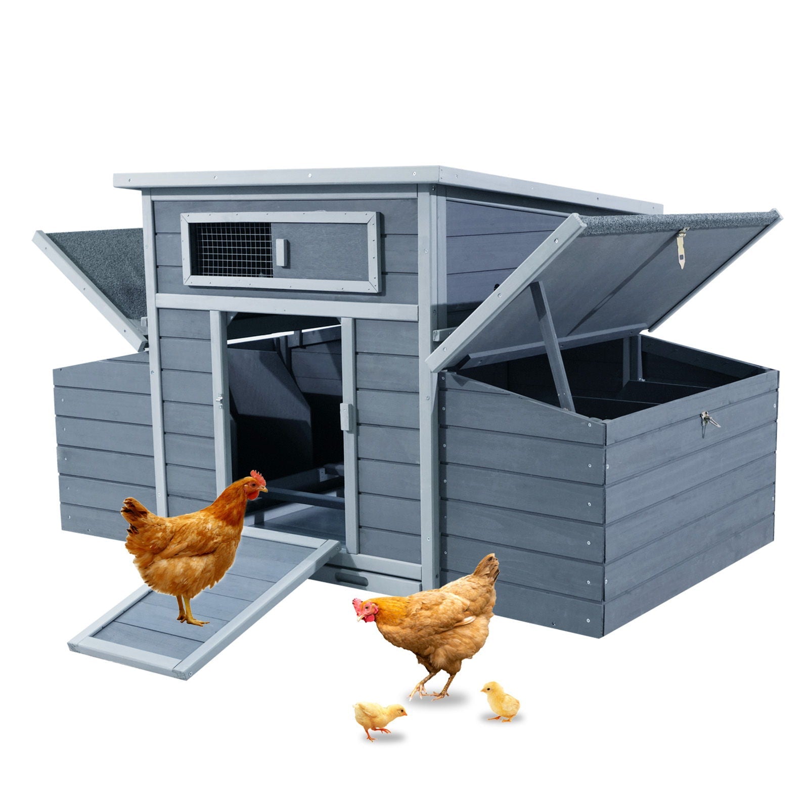 Large Chicken Coop Outdoor Hen House & Dual Nesting Boxes