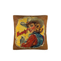 Baha Ranch Vintage Cowgirl Howdy Throw Pillow 18 x 18 Made in America