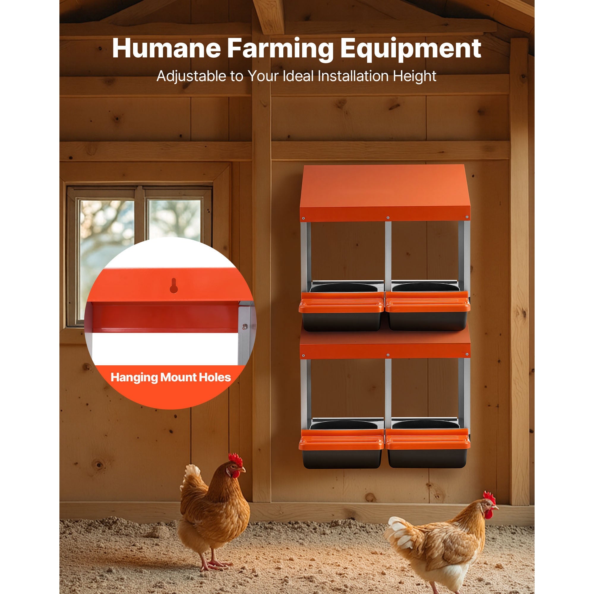 Chicken Nesting Boxes, 2 Compartments, Easy Egg Collection