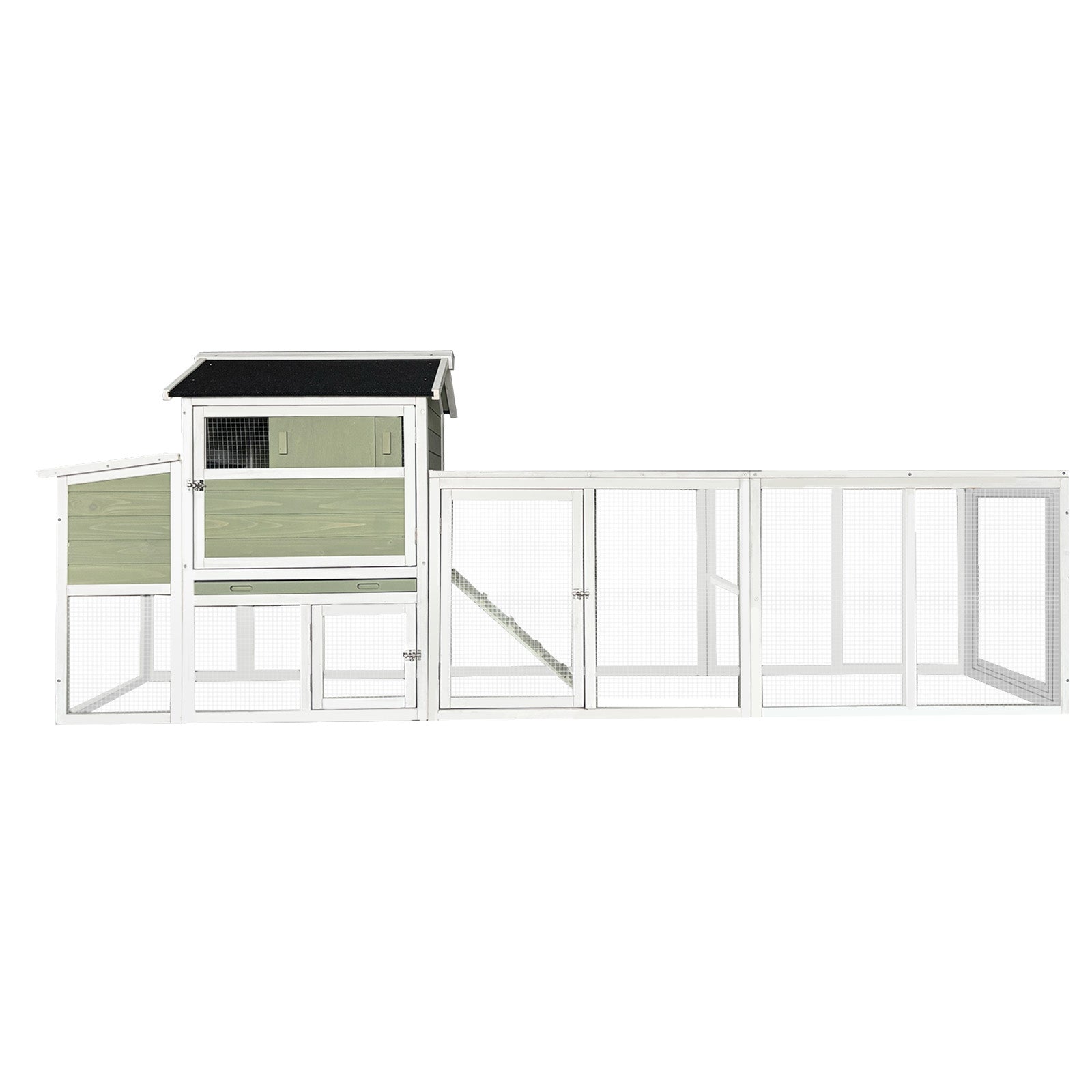 Wooden Chicken Coop, Large Outdoor Hen House with Run and Nesting Box