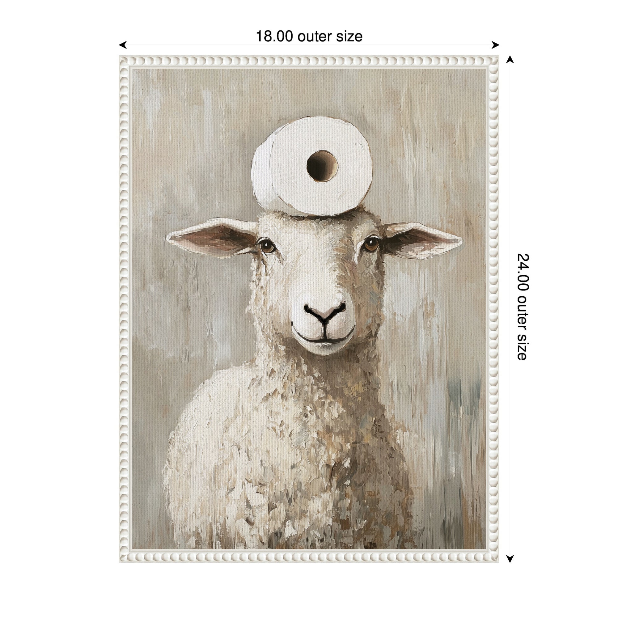 Sylvie Toilet Paper Roll on Cute Sheeps Head Bathroom Art Framed Canvas by The Creative Bunch Studio