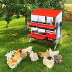 Nesting Boxes for Chickens, Chickens Laying Boxes for Chicken Coop with Legs, 6 Compartments Chicken Nesting Boxes, with Removable Tray, Easy Cleaning, for Hens Outdoor Chicken Coop Farm Yard, Red