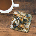 Wild Horses Wooden Cork Coasters Gift Set of 4 by J. Bergsma - Wildlife Décor  - 8199474C-S4
