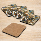 Wild Horses Wooden Cork Coasters Gift Set of 4 by J. Bergsma - Wildlife Décor  - 8199474C-S4
