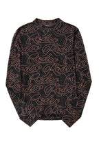 Black Western Rodeo Printed Mock Neck Long Sleeve Mesh Top