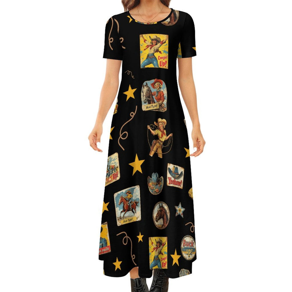 Baha Ranch Vintage Cowgirl Collage Western Dress