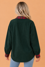 Plaid Patchwork Buttoned Chest Pocket Shacket