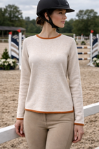 Neon Spur Snaffle Bit Crew-Neck Sweater -Tan