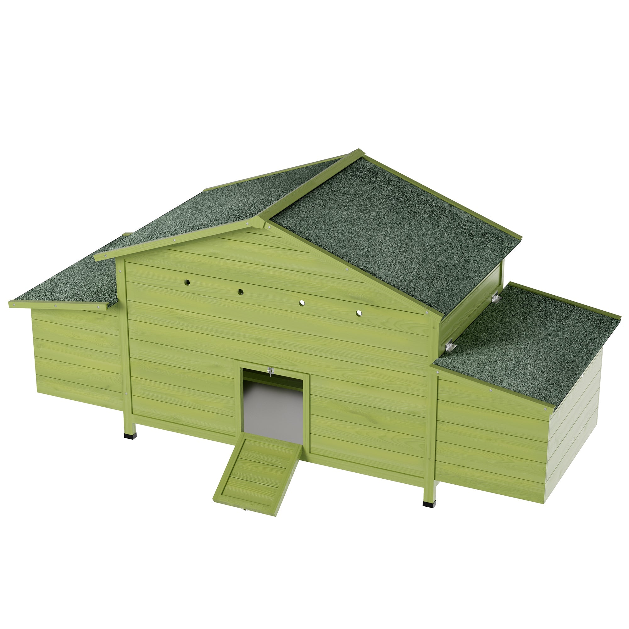 70" Large Wooden Chicken Coop with 2 Nesting Boxes and Waterproof Roof