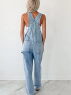 Wide Strap Relaxed Fit Light Blue Denim Overalls