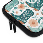 Coastal Cowboy Boot Laptop Sleeve | Teal Western Floral Tech Cover