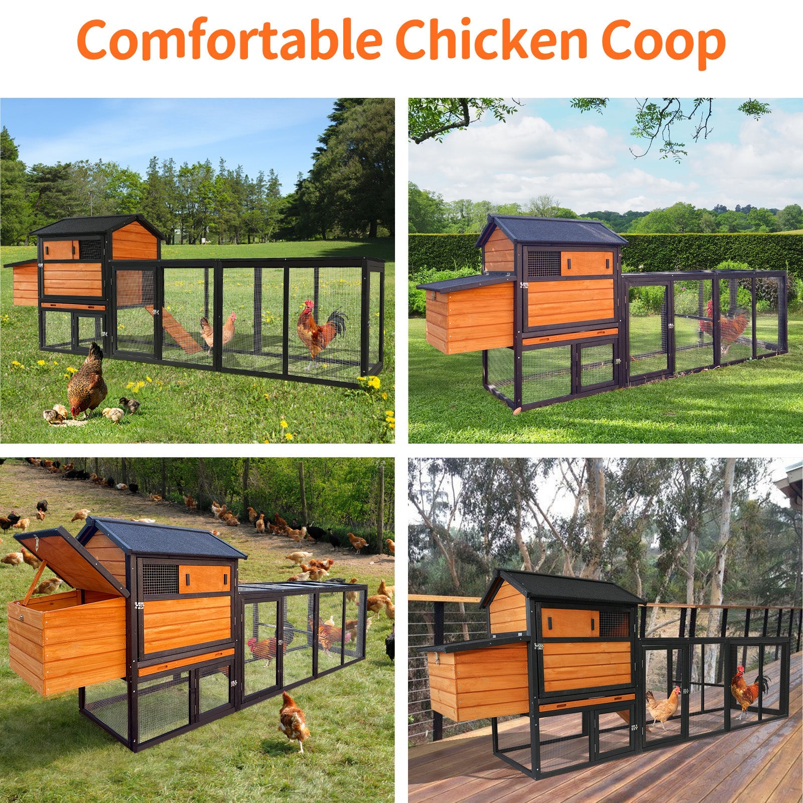 Brown & Black Wooden Chicken Coop